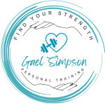 Logo for Gael Simpson Personal Training featuring a heart and dumbbell design with the text 'Find Your Strength'.